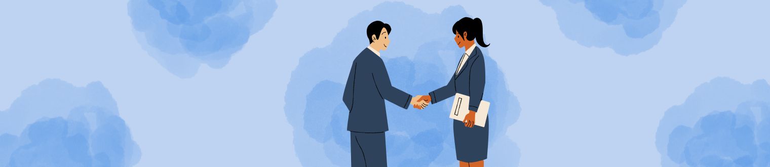 Illustration of two people shaking hands