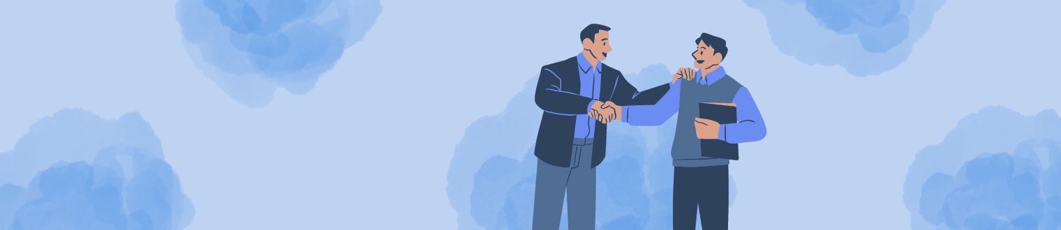 Illustration of two people shaking hands
